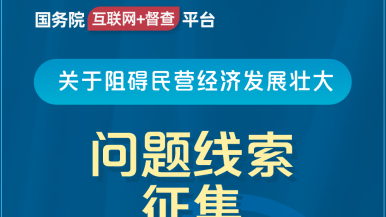 几把操逼视频国务院“互联网+督查”平台公开征集阻碍民营经济发展壮大问题线索